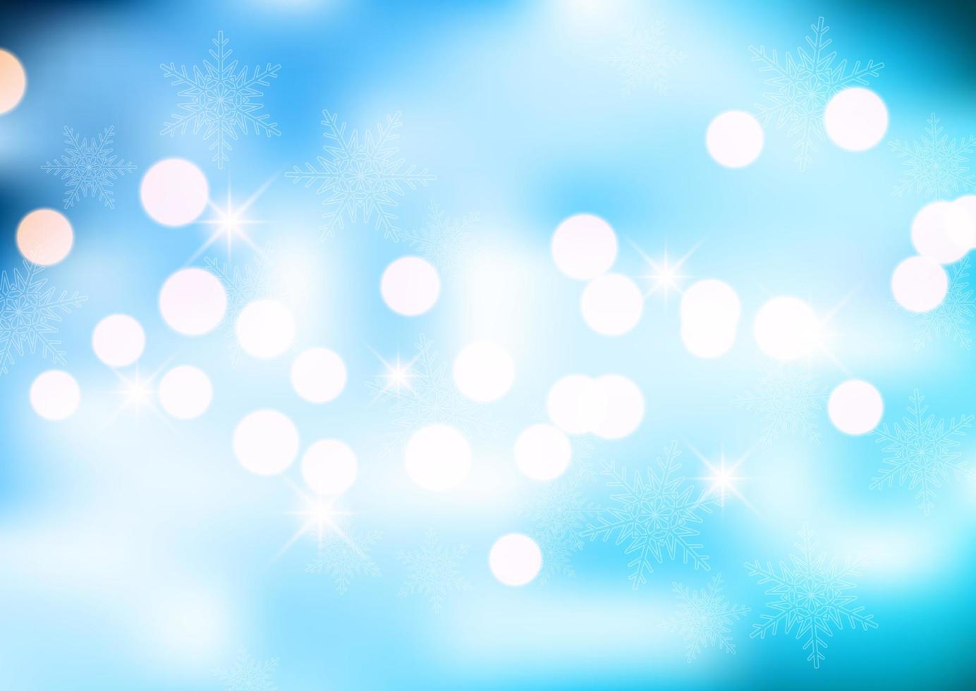 christmas background with bokeh lights and snowflakes vector