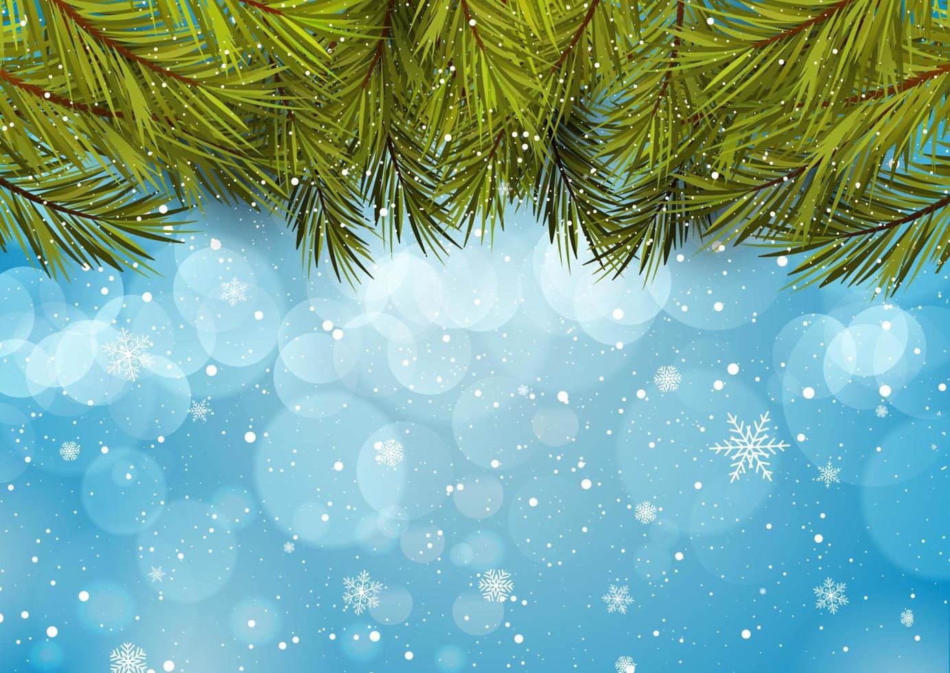 fondo de navidad con ramas y copos de nieve vector