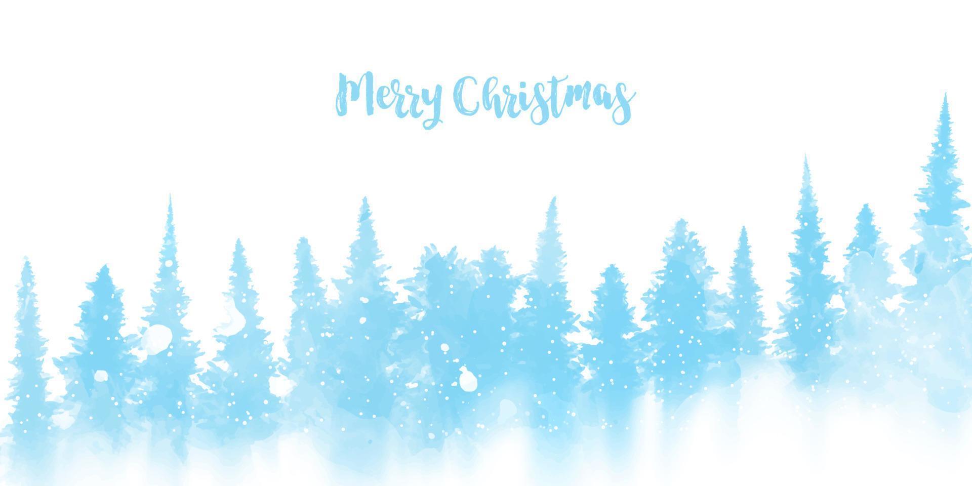 hand painted watercolour christmas tree banner vector