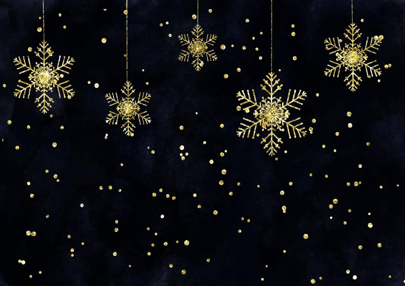 christmas background with glittery gold snowflakes vector