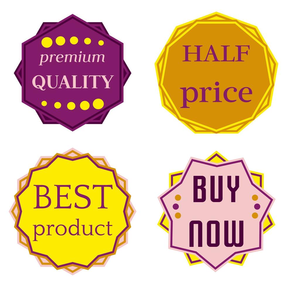 Set of Vector Badges with Ribbons. Web stickers and labels. Isolated vector illustration.
