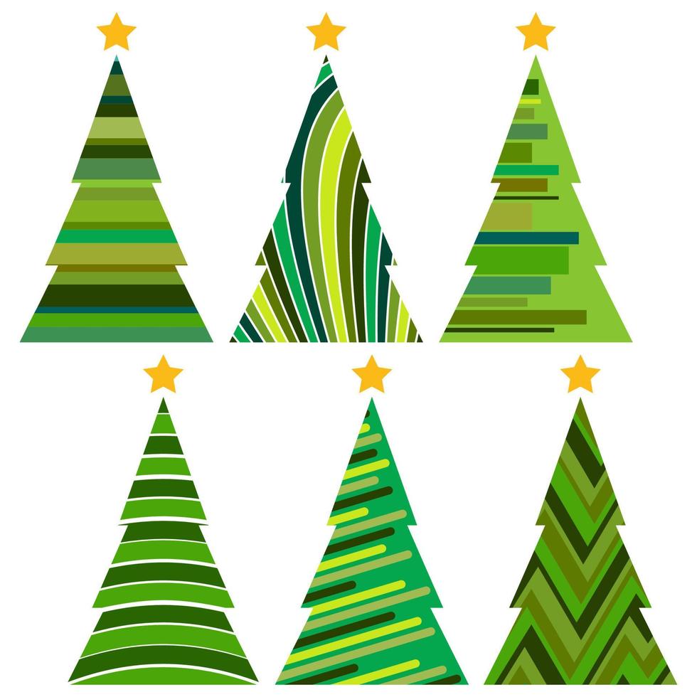 Set of Christmas trees. Isolated vector illustration for Merry Christmas and Happy New Year.