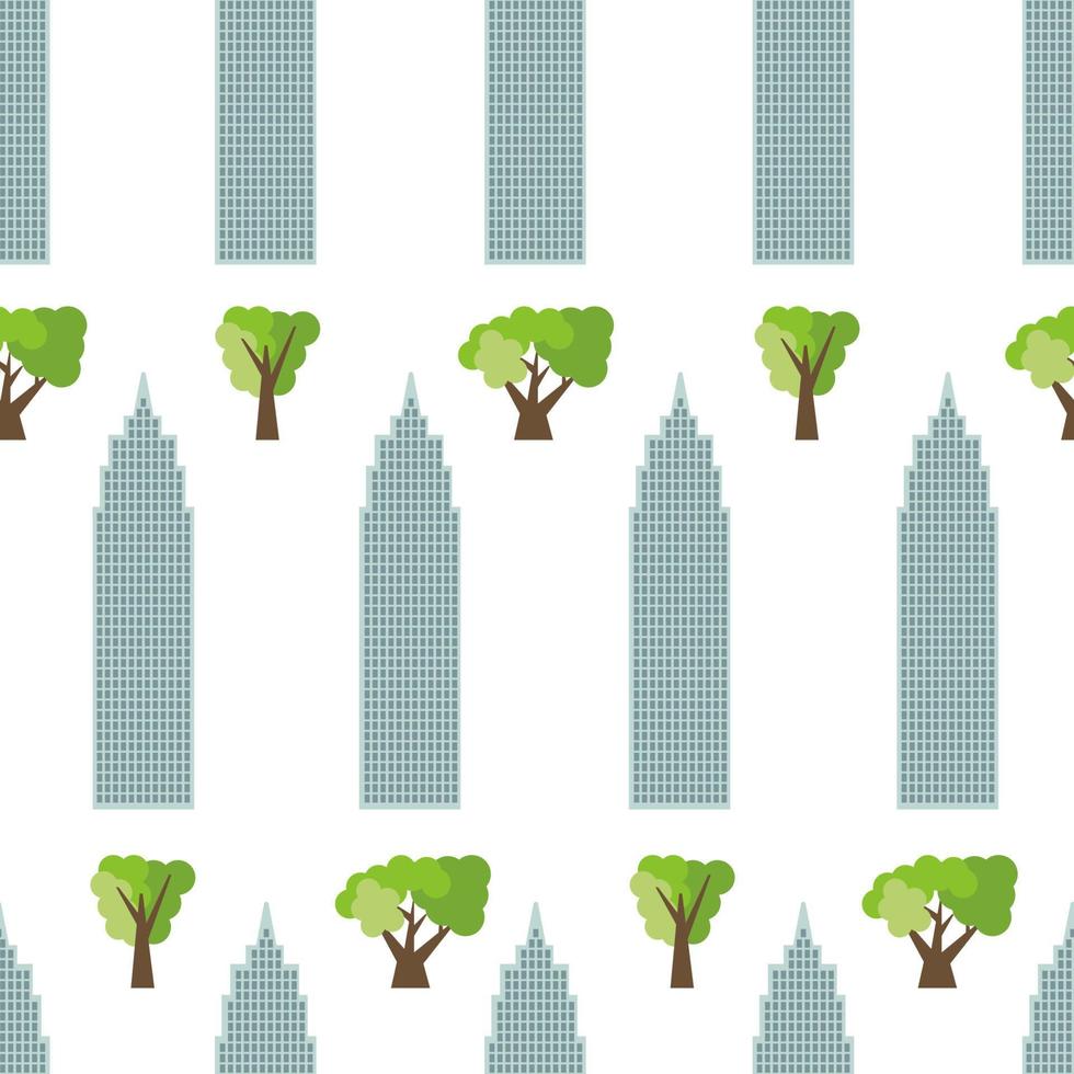 fondo de ciudad impecable con casas modernas y árboles verdes. ilustración vectorial vector