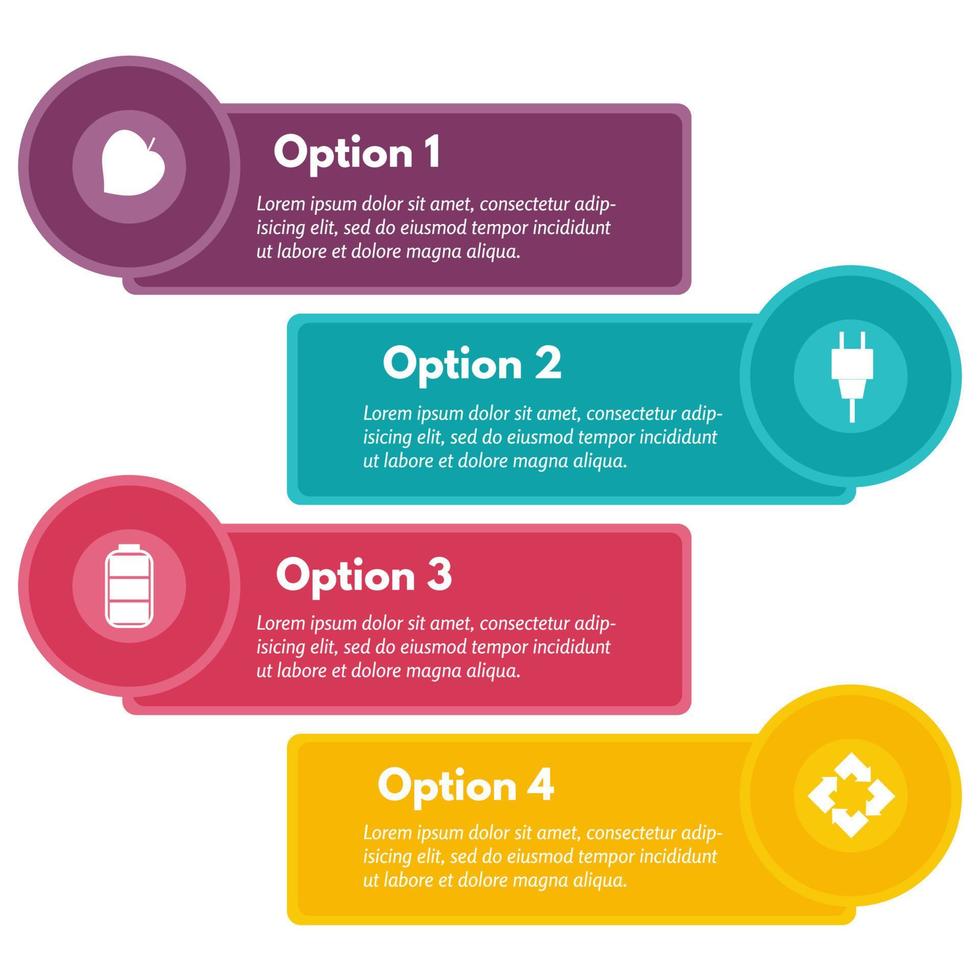 Four elements of infographic design with icons. Step by step infographic design template. Vector illustration