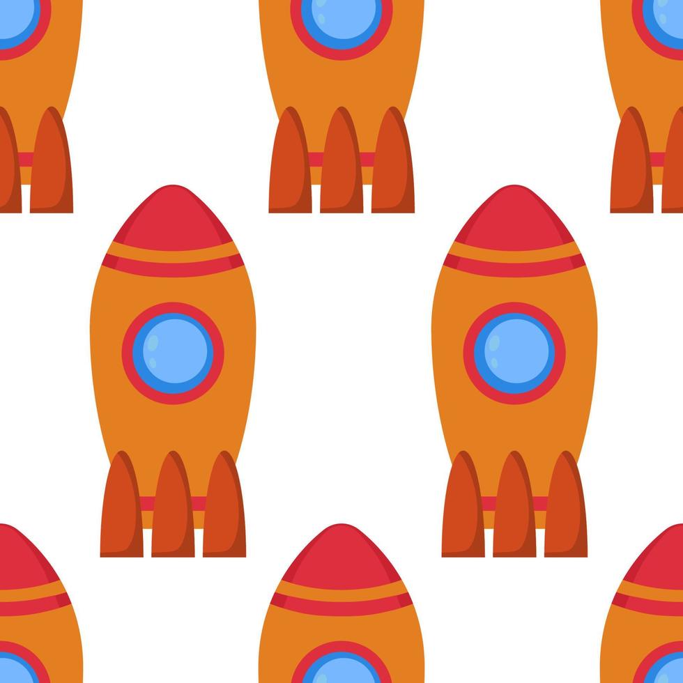 Seamless pattern with space rocket. Vector illustration.