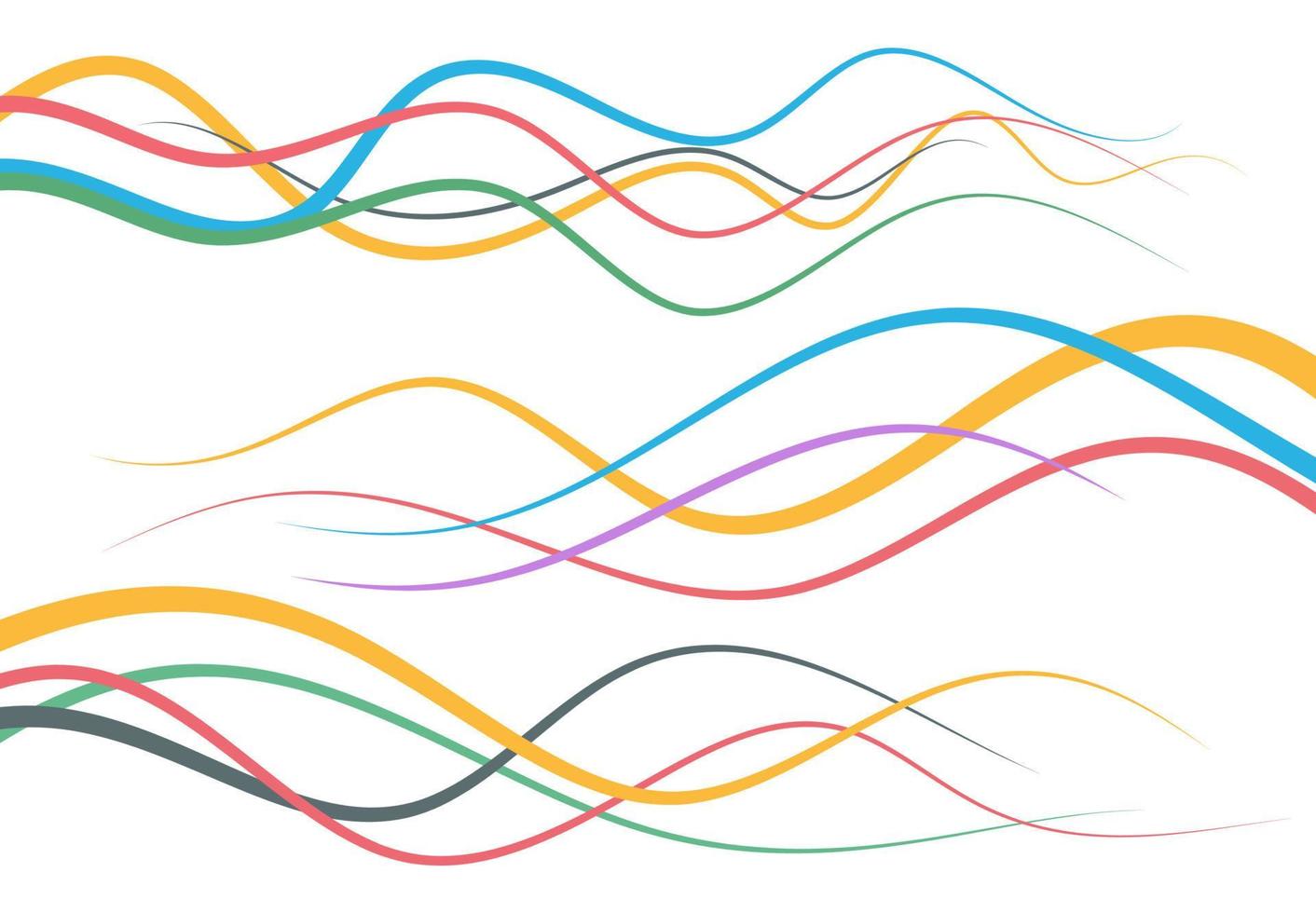Set of abstract color curved lines. Wave design element. Vector illustration.
