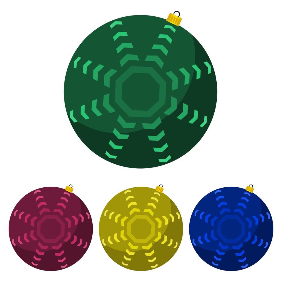 Four multi colored Christmas balls on a white background Vector illustration.