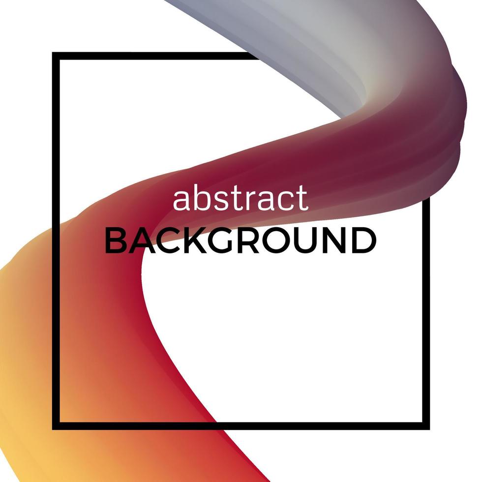 Abstract composition of the watercolor wave in black square. Colorful background with bent dynamic form. Vector illustration.