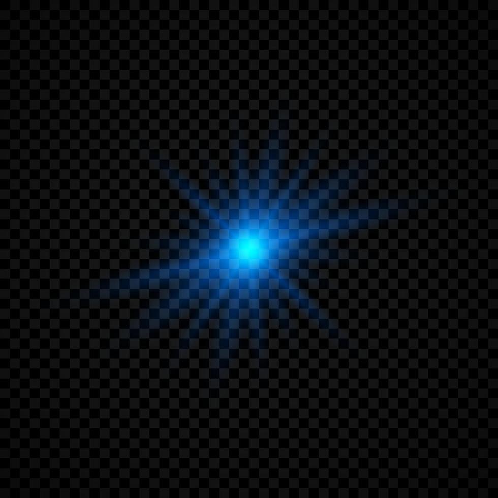 Light effect of lens flares. Blue glowing lights starburst effects with sparkles. Vector illustration