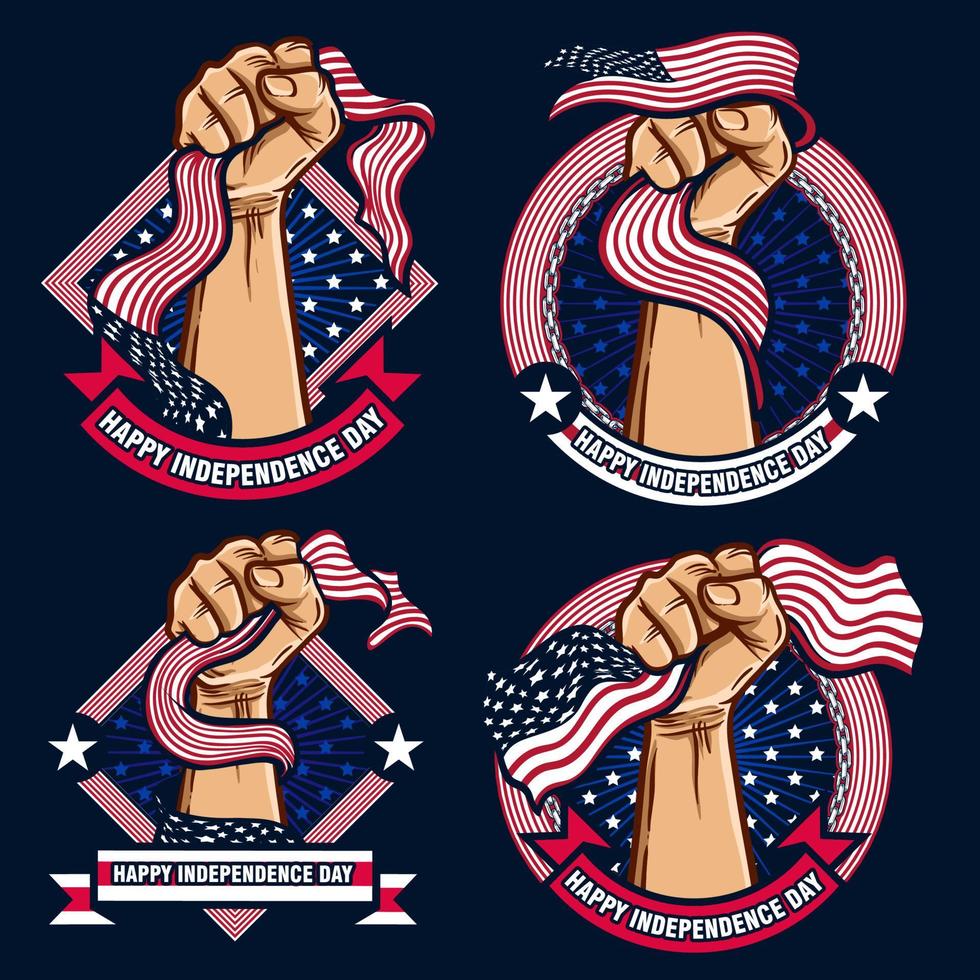 fist hands with united states of america flag illustration vector