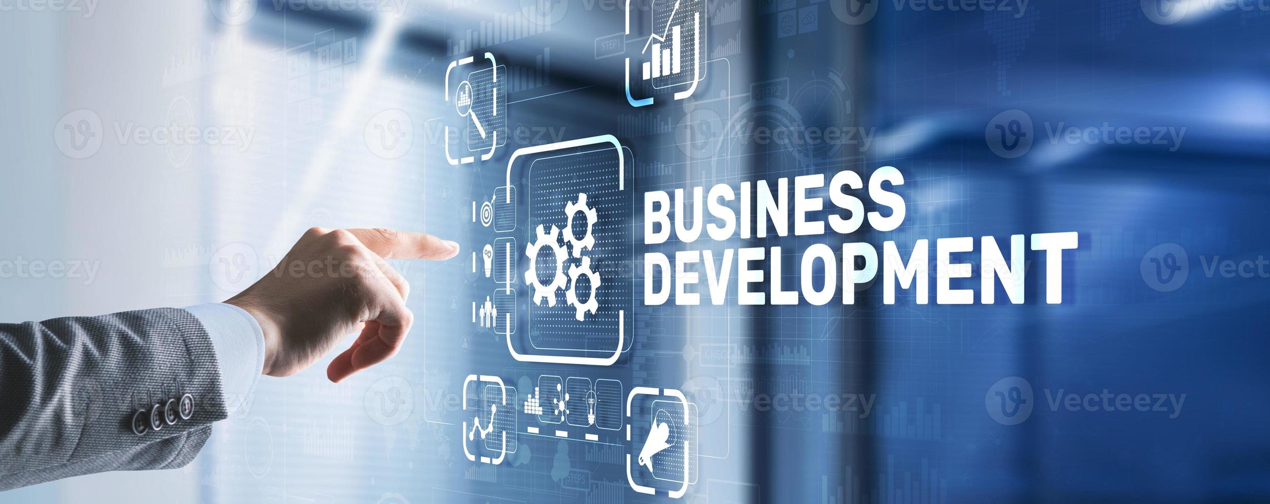 Business Development Planning. Inscription on 3D the virtual screen photo