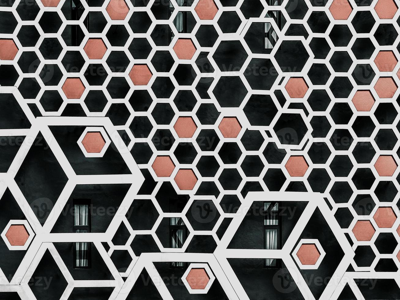 Close-up view of hexagons shape on a building facade photo