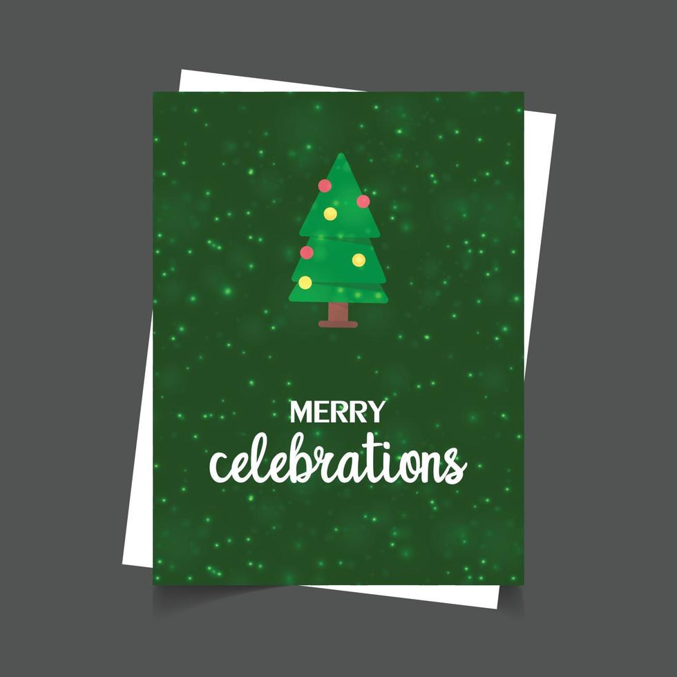 Christmas Tree with glowing star green Christmas Xmas background vector