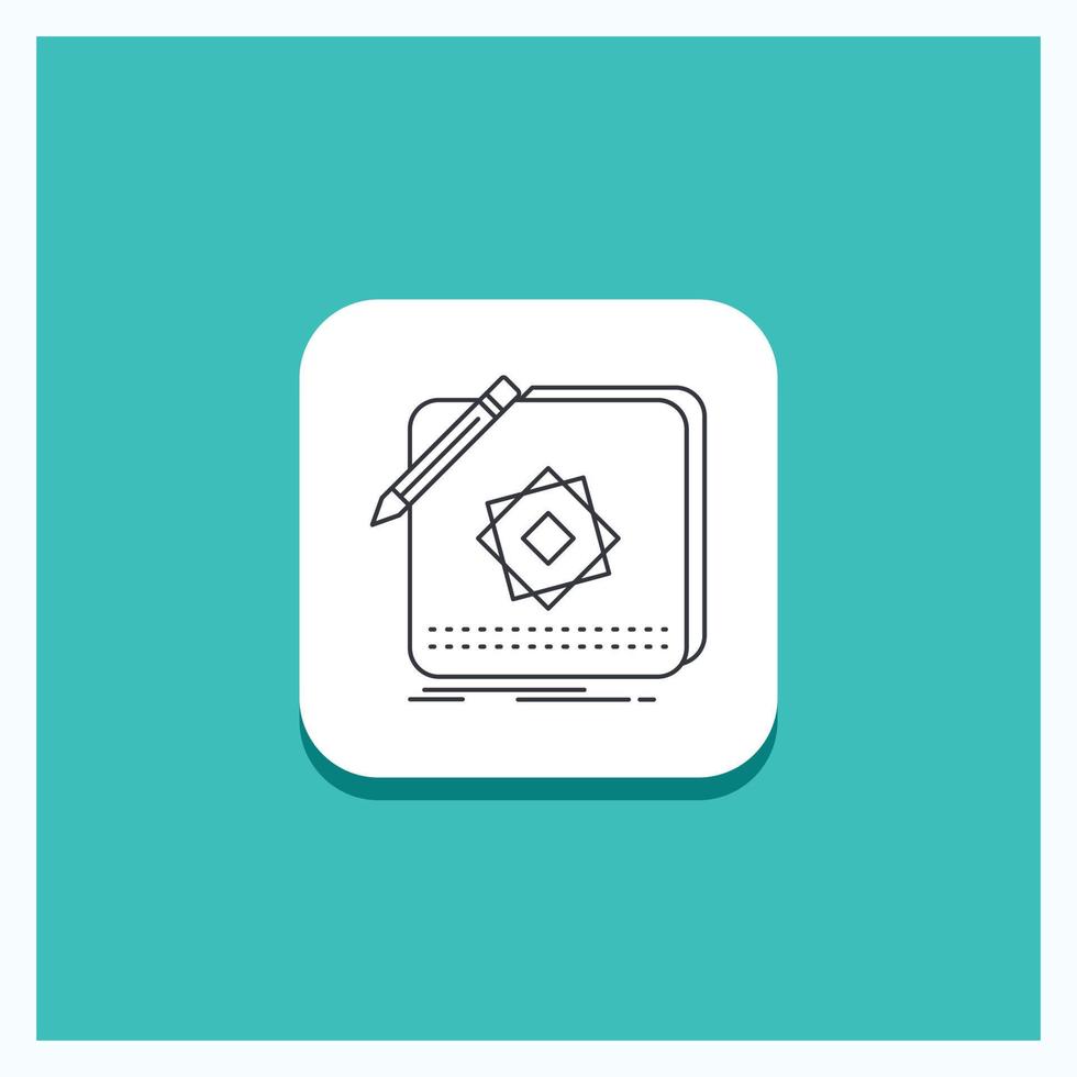 Round Button for Design. App. Logo. Application. Design Line icon Turquoise Background vector