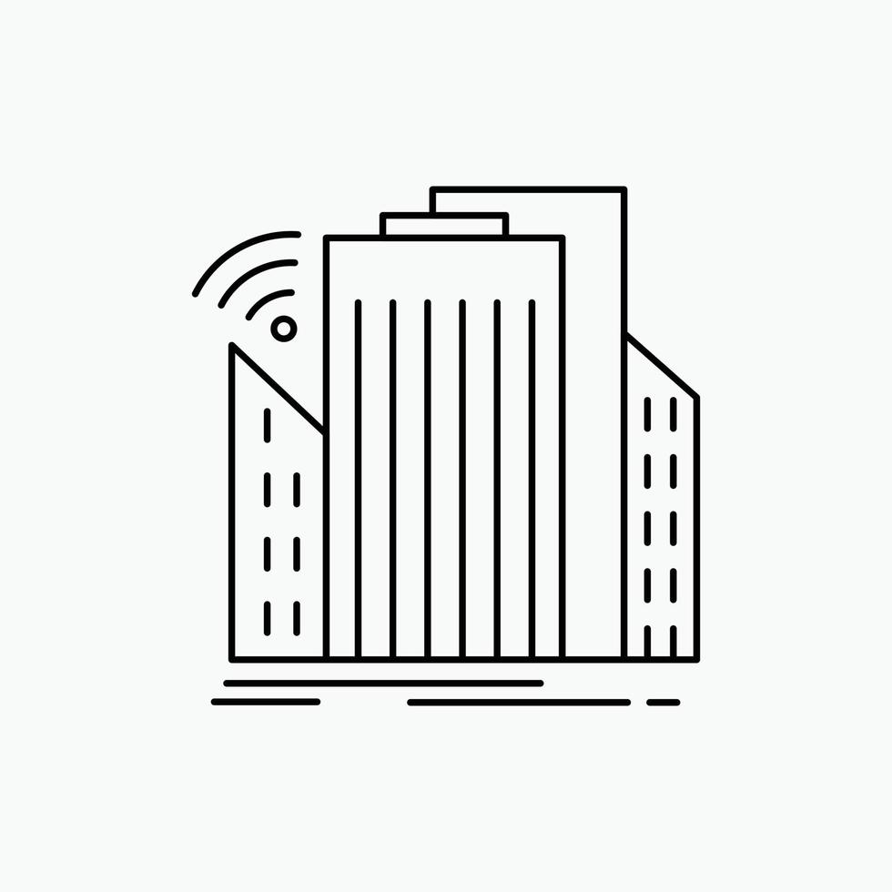 edificios ciudad. sensor. inteligente. icono de línea urbana. ilustración vectorial aislada vector