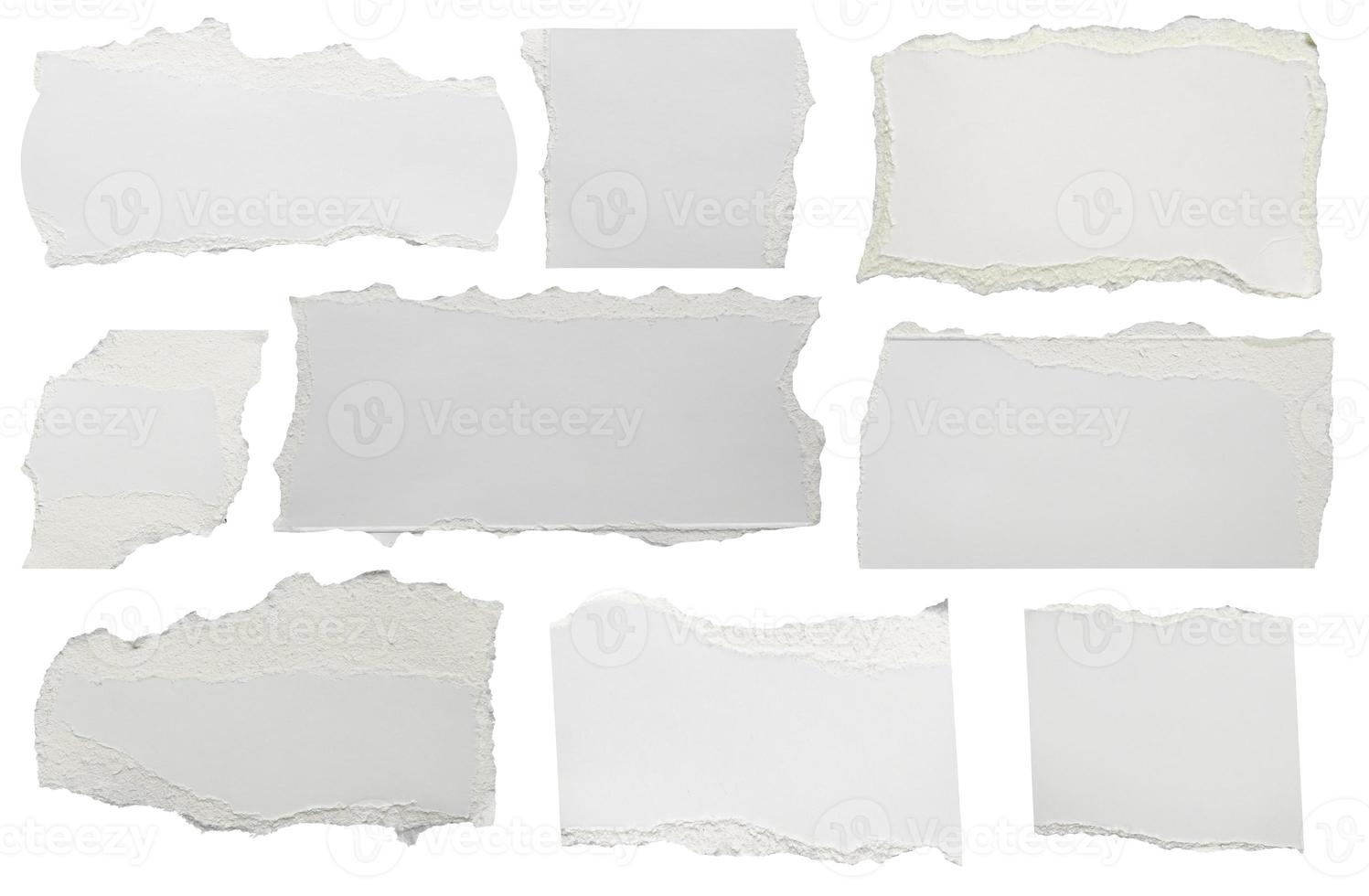White ripped paper torn edges strips isolated on white background photo