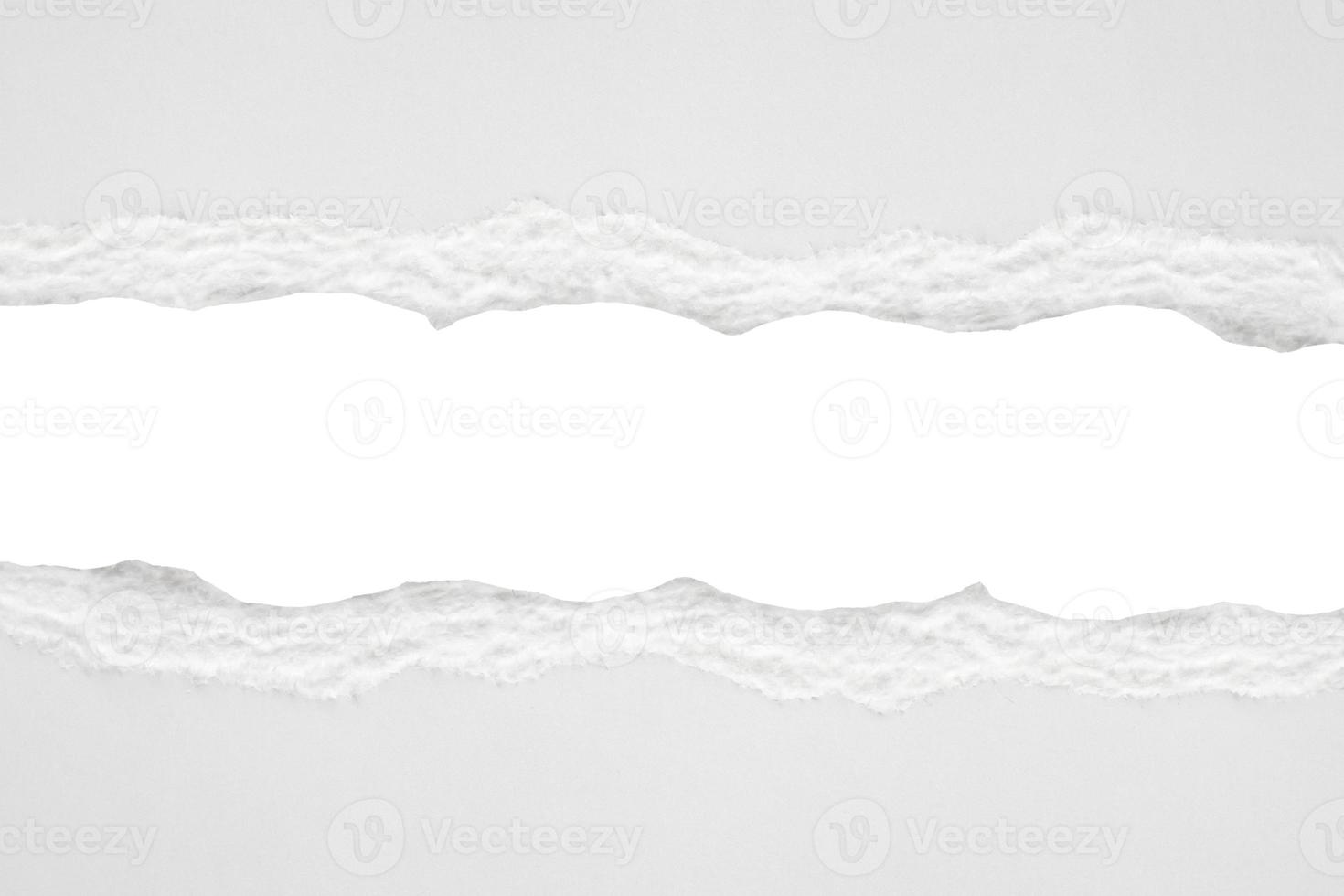 White ripped paper torn edges strips isolated on white background photo