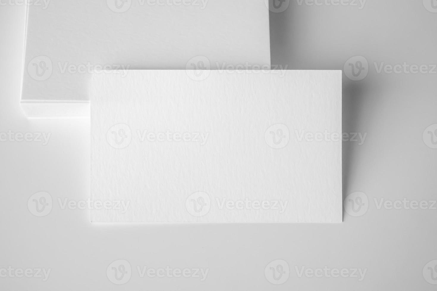 Mockup white business card on white background photo