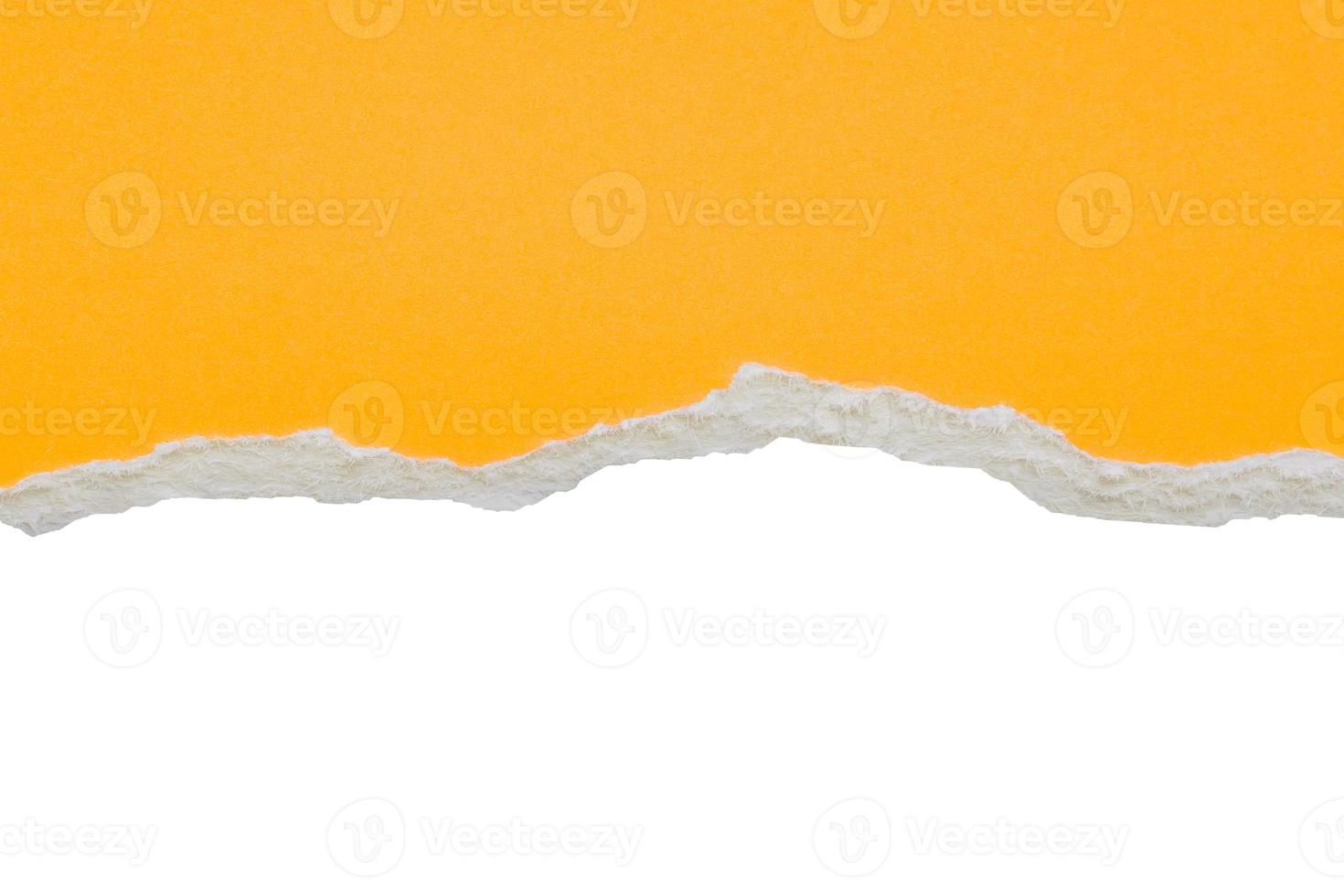 Yellow ripped paper torn edges strips isolated on white background photo