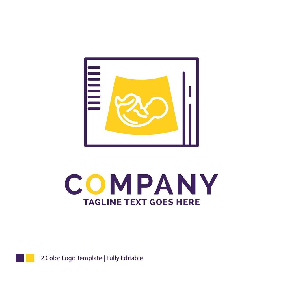 Company Name Logo Design For Maternity. pregnancy. sonogram. baby. ultrasound. Purple and yellow Brand Name Design with place for Tagline. Creative Logo template for Small and Large Business. vector