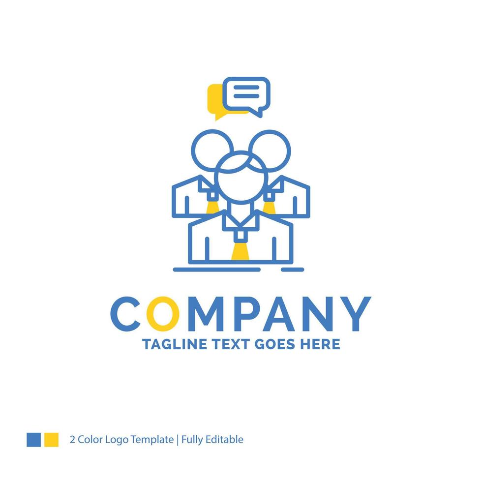group. business. meeting. people. team Blue Yellow Business Logo template. Creative Design Template Place for Tagline. vector