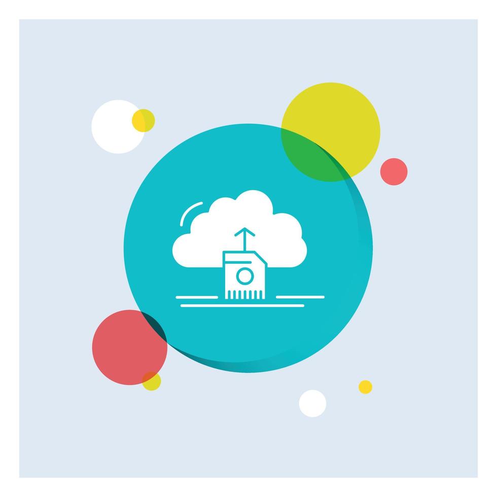 cloud. upload. save. data. computing White Glyph Icon colorful Circle Background vector