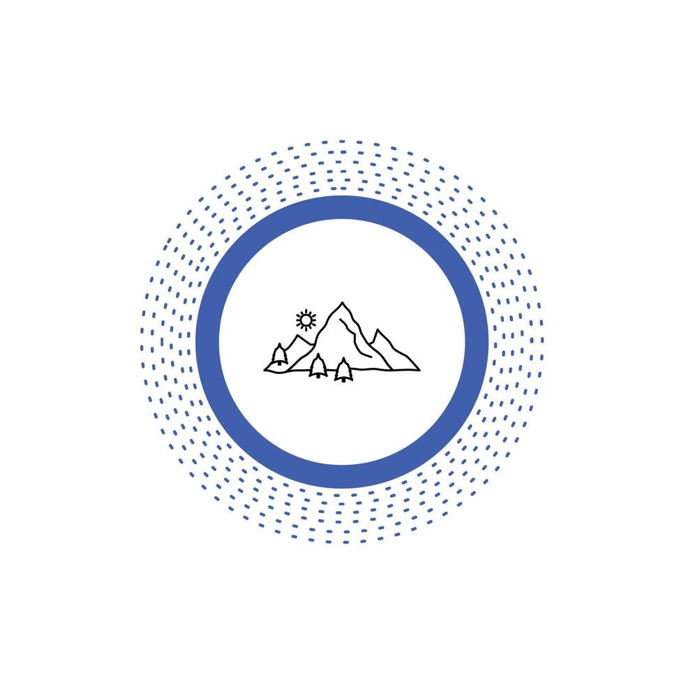 mountain. landscape. hill. nature. tree Line Icon. Vector isolated illustration