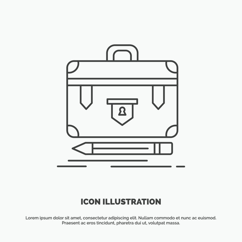 maletín. negocio. financiero. administración. icono de cartera. símbolo gris vectorial de línea para ui y ux. sitio web o aplicación móvil vector