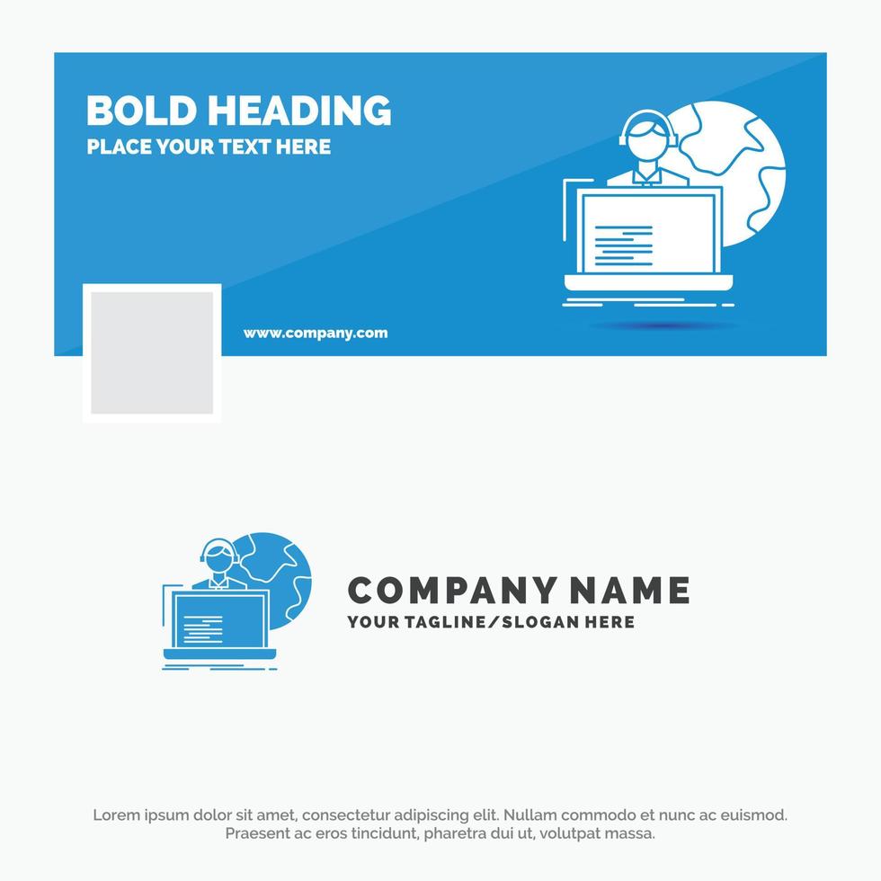 Blue Business Logo Template for outsource. outsourcing. allocation. human. online. Facebook Timeline Banner Design. vector web banner background illustration