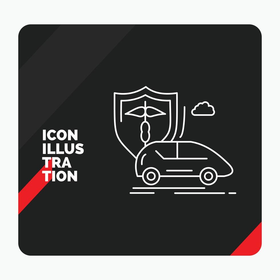 fondo de presentación creativa rojo y negro para coche. mano. seguro. transporte. icono de línea de seguridad vector
