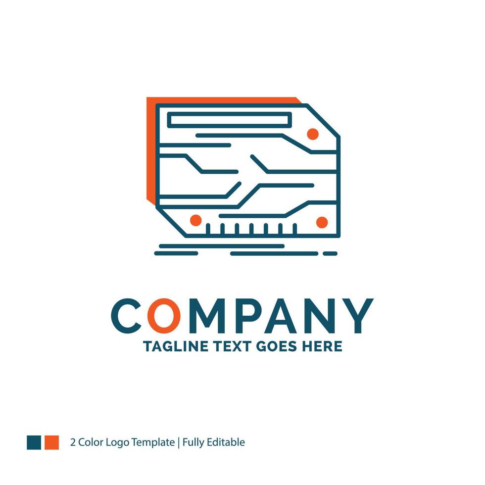card. component. custom. electronic. memory Logo Design. Blue and Orange Brand Name Design. Place for Tagline. Business Logo template. vector