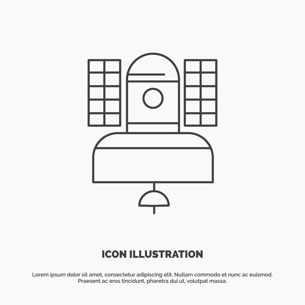 Satellite. broadcast. broadcasting. communication. telecommunication Icon. Line vector gray symbol for UI and UX. website or mobile application