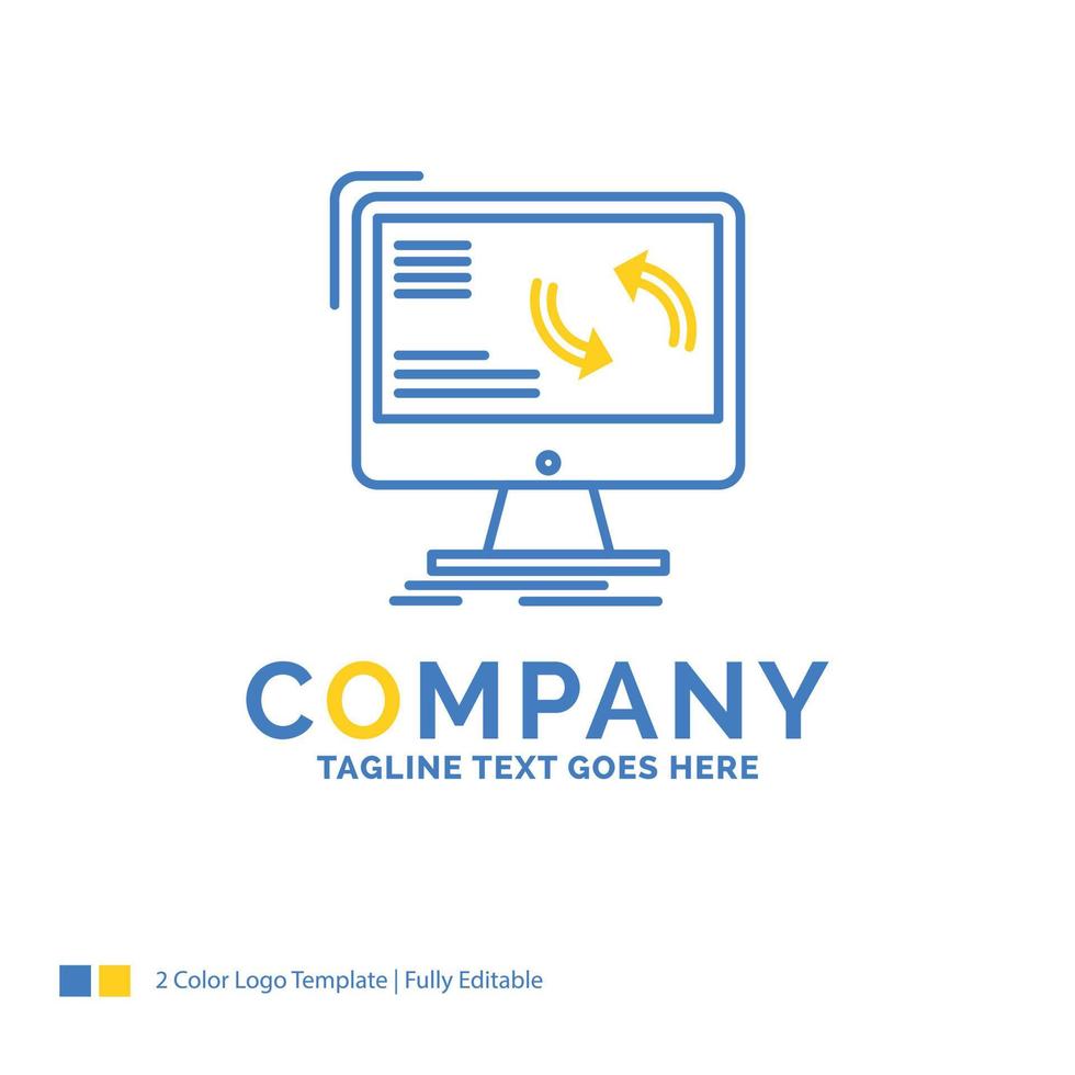 synchronization. sync. information. data. computer Blue Yellow Business Logo template. Creative Design Template Place for Tagline. vector
