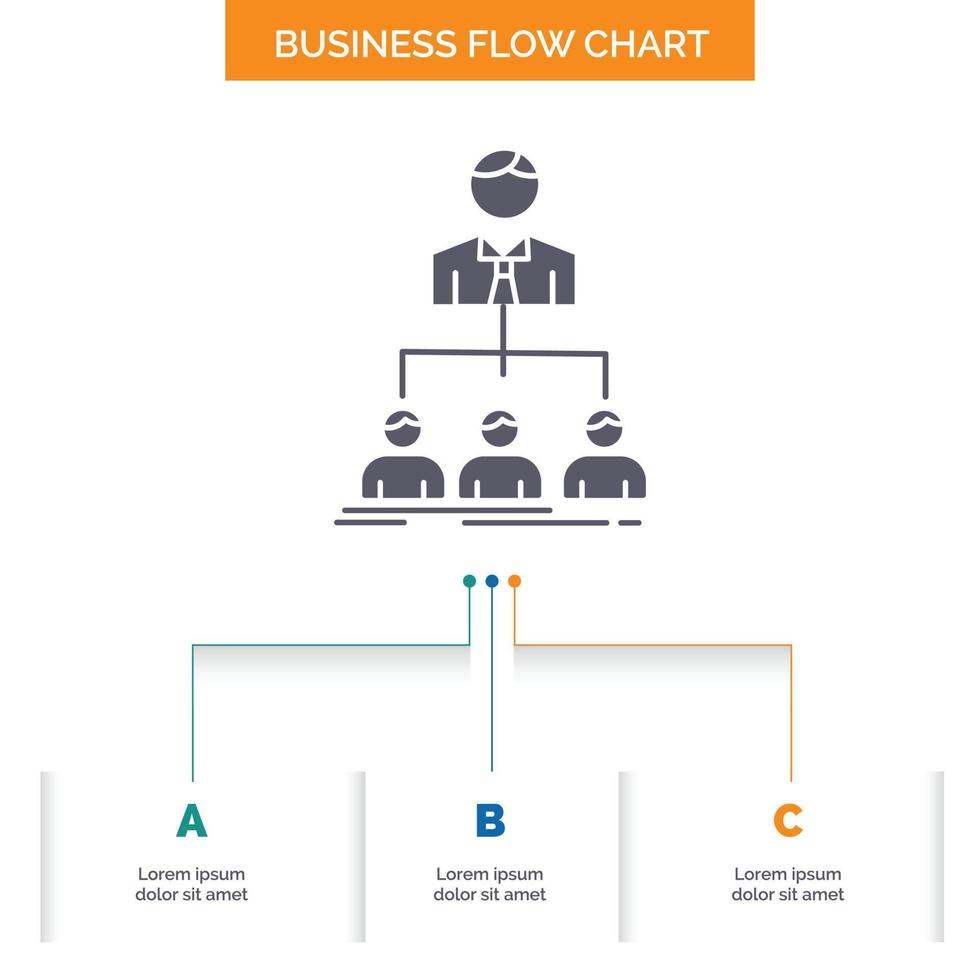 team. teamwork. organization. group. company Business Flow Chart Design with 3 Steps. Glyph Icon For Presentation Background Template Place for text. vector
