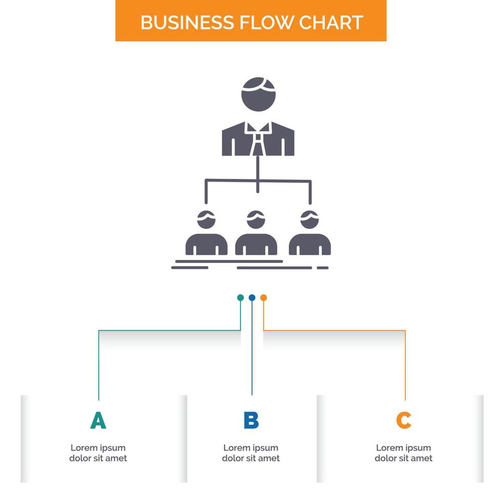 team. teamwork. organization. group. company Business Flow Chart Design with 3 Steps. Glyph Icon For Presentation Background Template Place for text. vector