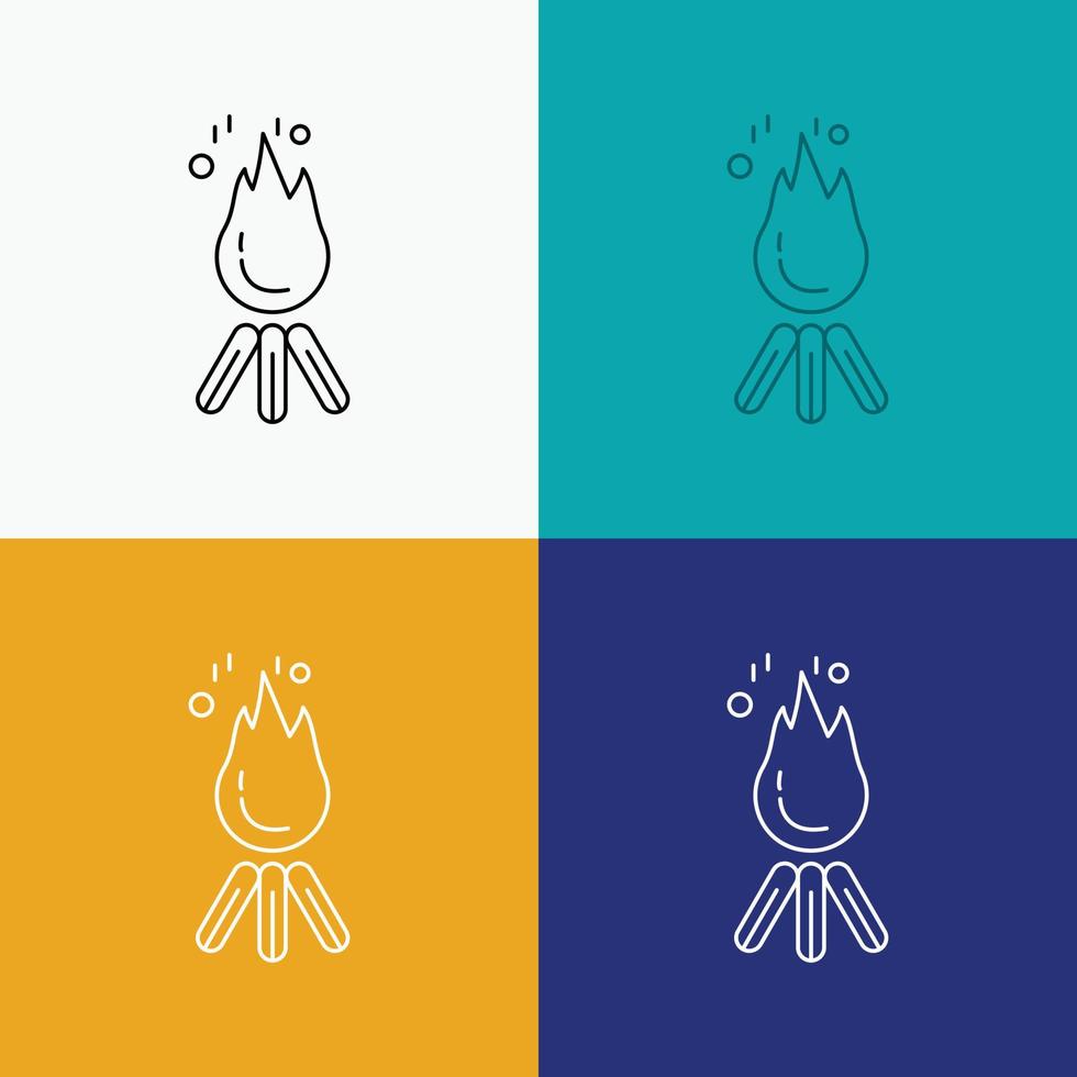 fire. flame. bonfire. camping. camp Icon Over Various Background. Line style design. designed for web and app. Eps 10 vector illustration