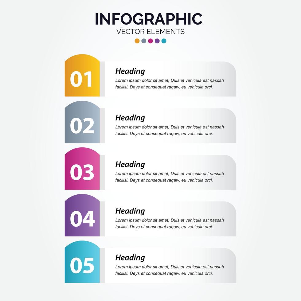 Timeline 5 options Vertical Infographic for presentations workflow process diagram flow chart report vector