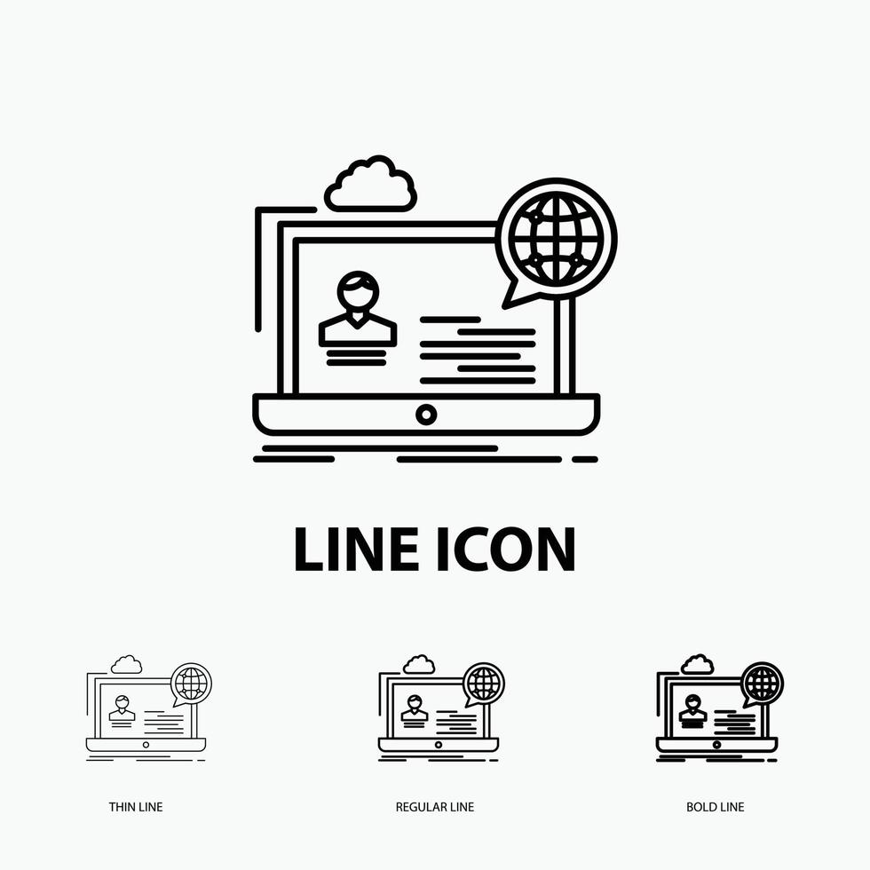 webinar. forum. online. seminar. website Icon in Thin. Regular and Bold Line Style. Vector illustration