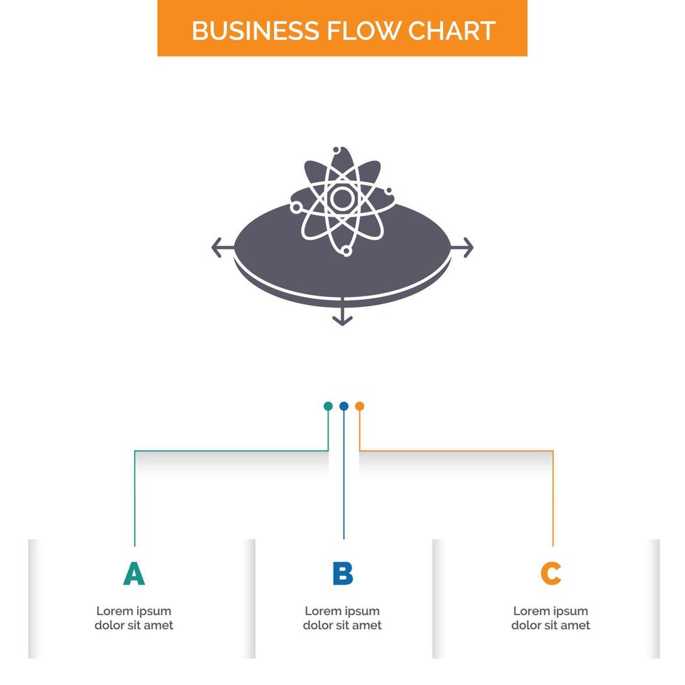 Business. concept. idea. innovation. light Business Flow Chart Design with 3 Steps. Glyph Icon For Presentation Background Template Place for text. vector