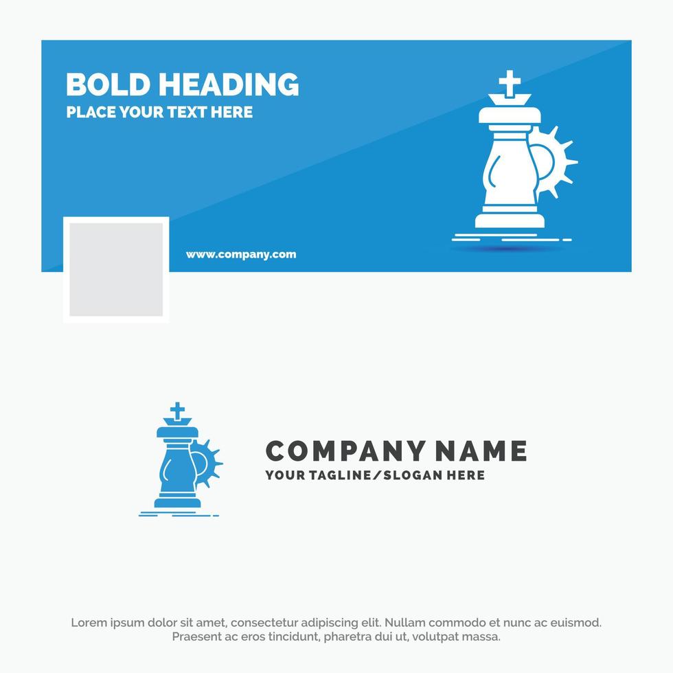 Blue Business Logo Template for strategy. chess. horse. knight. success. Facebook Timeline Banner Design. vector web banner background illustration