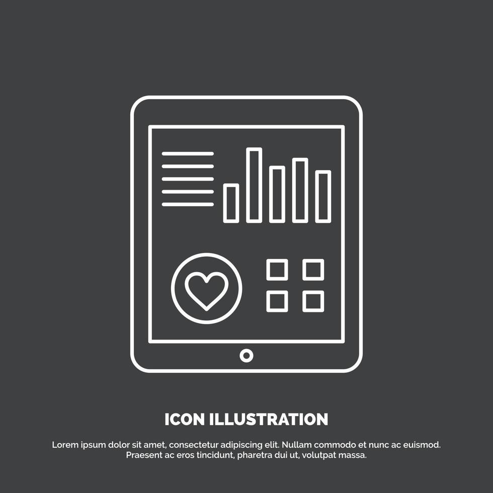 monitoring. health. heart. pulse. Patient Report Icon. Line vector symbol for UI and UX. website or mobile application