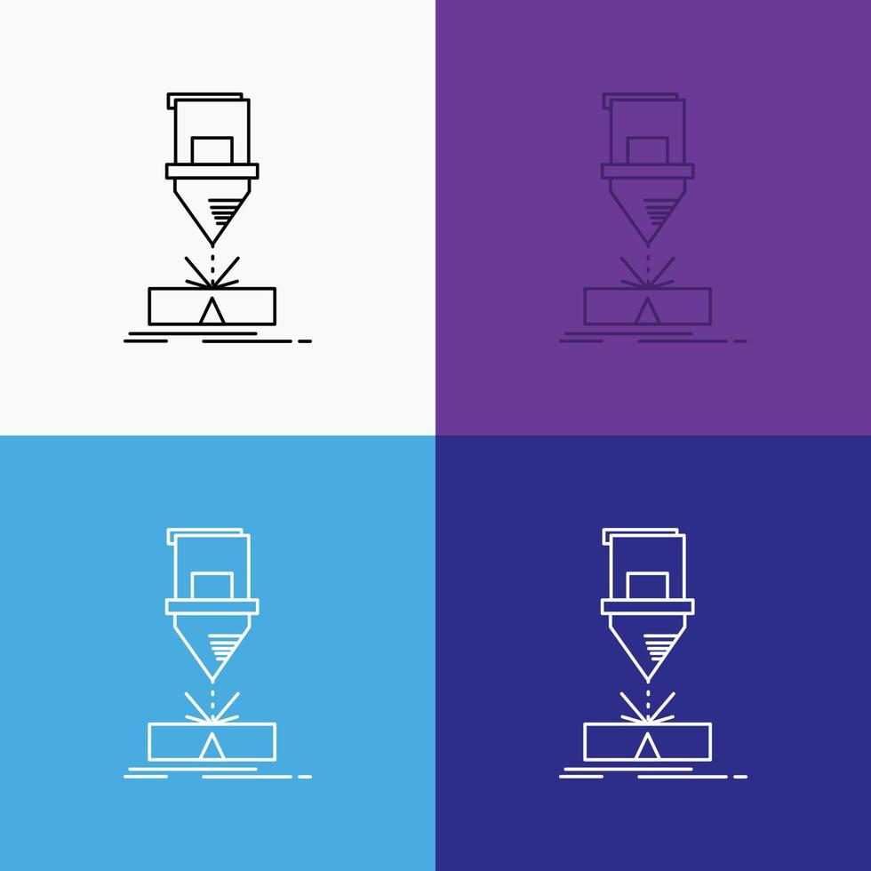Cutting. engineering. fabrication. laser. steel Icon Over Various Background. Line style design. designed for web and app. Eps 10 vector illustration