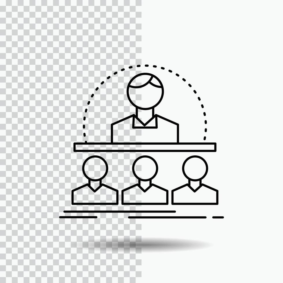 Business. coach. course. instructor. mentor Line Icon on Transparent Background. Black Icon Vector Illustration