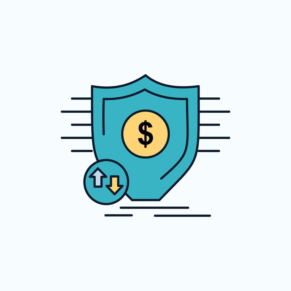 Finanzas. financiero. dinero. seguro. icono plano de seguridad. signo y símbolos verdes y amarillos para el sitio web y la aplicación móvil. ilustración vectorial vector