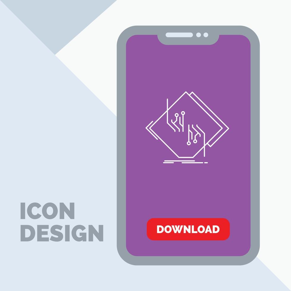 Board. chip. circuit. network. electronic Line Icon in Mobile for Download Page vector