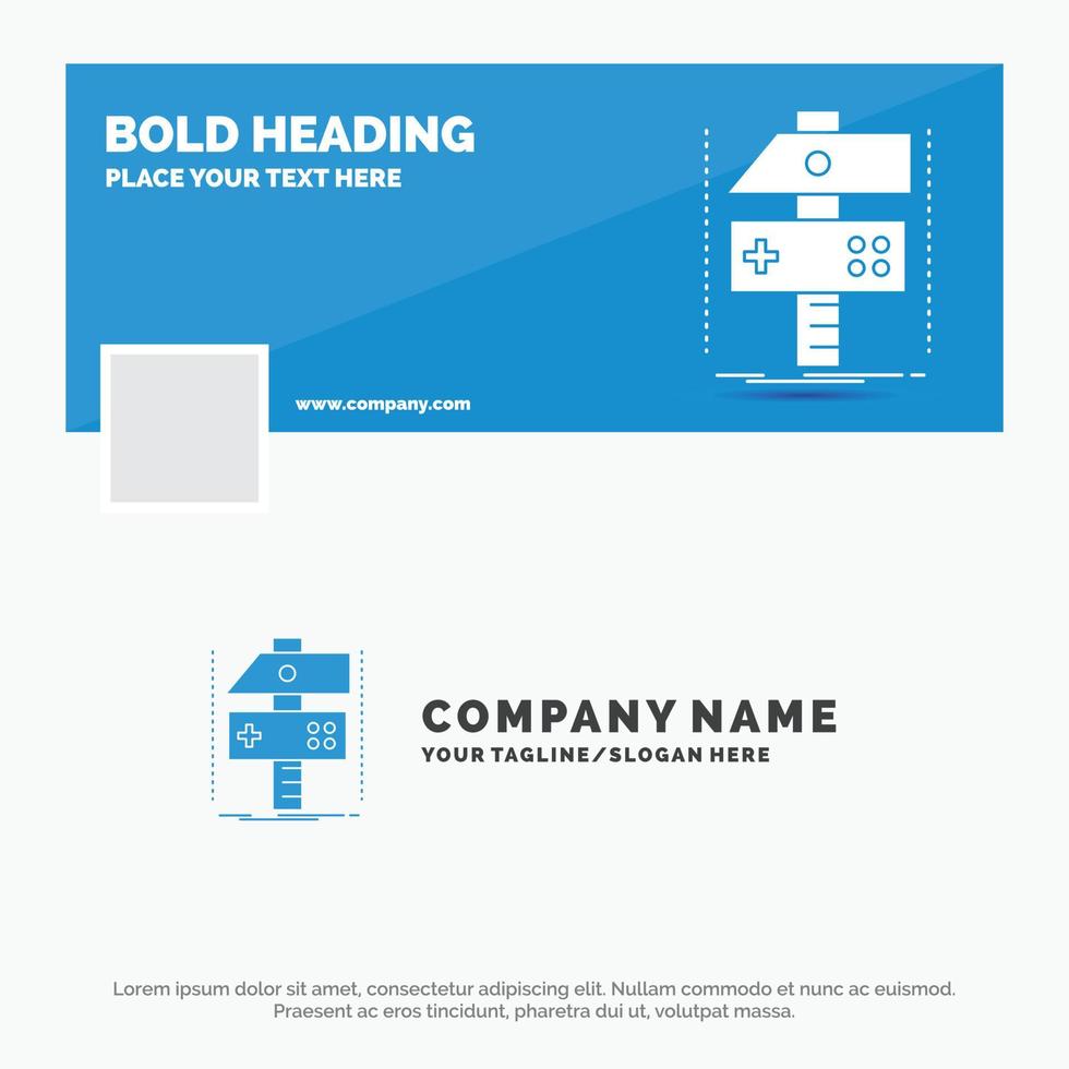 Blue Business Logo Template for Build. craft. develop. developer. game. Facebook Timeline Banner Design. vector web banner background illustration