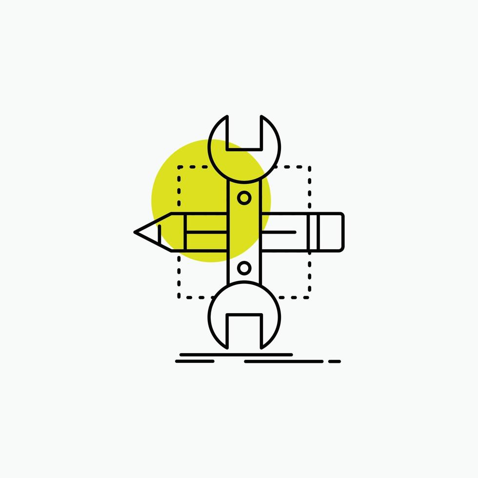 Build. design. develop. sketch. tools Line Icon vector