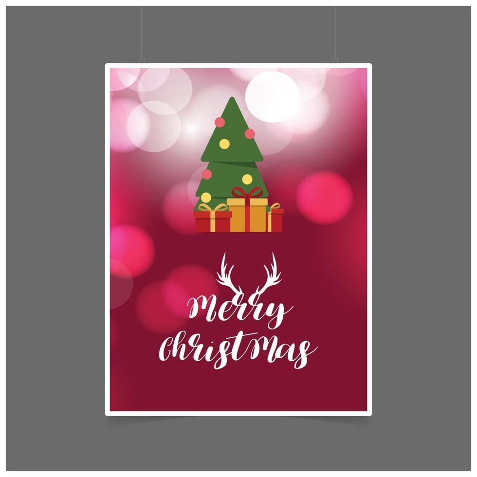 Merry Christmas Red Glowing background with Gift box vector