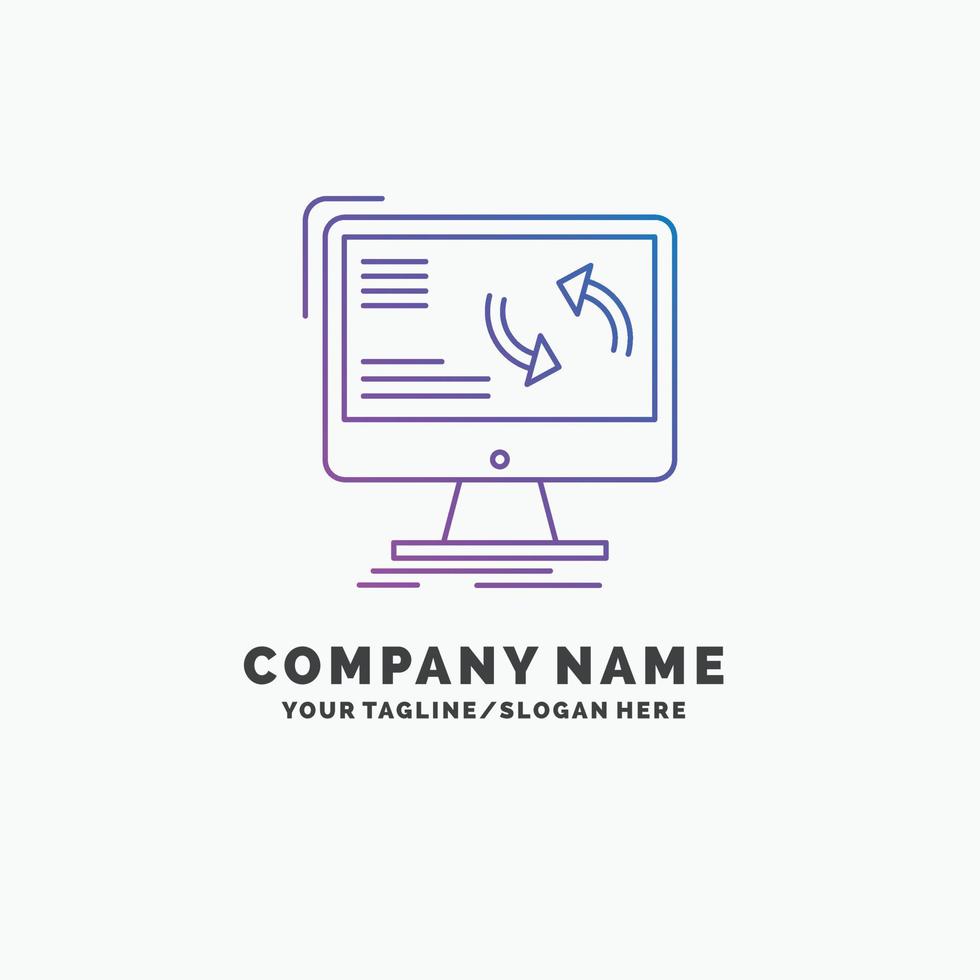 synchronization. sync. information. data. computer Purple Business Logo Template. Place for Tagline vector