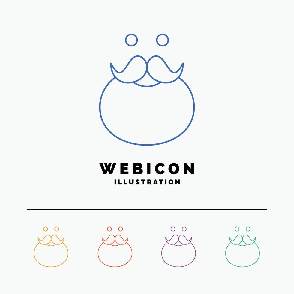 moustache. Hipster. movember. santa. Beared 5 Color Line Web Icon Template isolated on white. Vector illustration